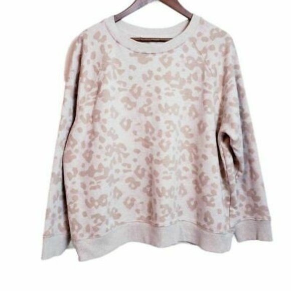 Tops - Fleece Pullover Sweatshirt Leopard Print  L/XL